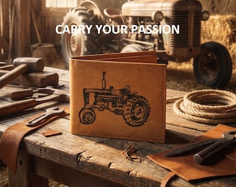 Men's Leather Wallet with a International Harvester iH Farmall Tractor Farming Image *Gift*