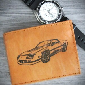 Su elección de imagen de un Chevy Camaro 1967-2024 (Iroc-Z, SS, RS, Z-28, ZL-1, 1LE, Baldwin Motion) en una billetera de cuero genuino
