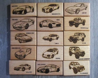 Mens Leather Wallet w/ Your Choice of Japanese Car, 4x4 Truck, SUV Image (Toyota, Honda, Acura, Datsun/ Nissan, Mitsubishi, Suzuki, Subaru)