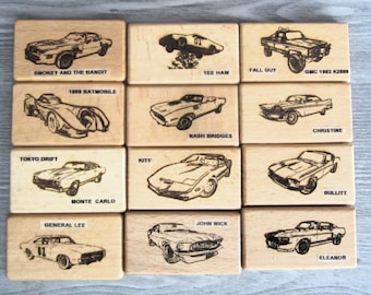 Men's Leather Wallet w/ Your Choice of TV Movie Vehicles (Christine, General Lee, KITT, Fall Guy, Batmobile, Bullitt, Smokey & the Bandit,+)
