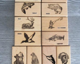 Mens Leather Wallet w/ Your choice of Moose, Deer, Bass, Trout, Elk, Fly Fishing, Duck, Catfish, Bear, Marlin, Turkey, Bow Hunting Image