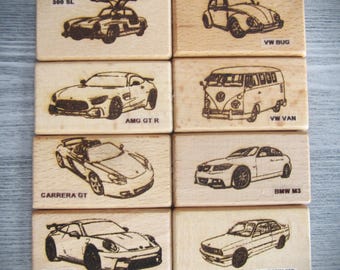 Men's Leather Wallet with Your Choice of 8 1954-2024 German Car Images (Porsche, Volkswagen, Mercedes, BMW) *Gift*