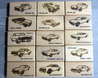 Mens Leather Wallet w/ Your Choice of a 1955-1996 Chevy Image (Bel Air, Impala, El Camino, Chevelle, Nova, Chevy II, Monte Carlo, Caprice)