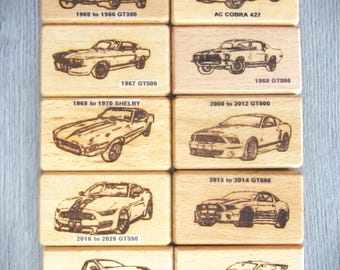 Men's Leather Wallet with Your Choice of a 1965-2024 Shelby Image (GT350 & GT500 Mustang, AC Cobra 427, F-150 Super Snake) *Gift*