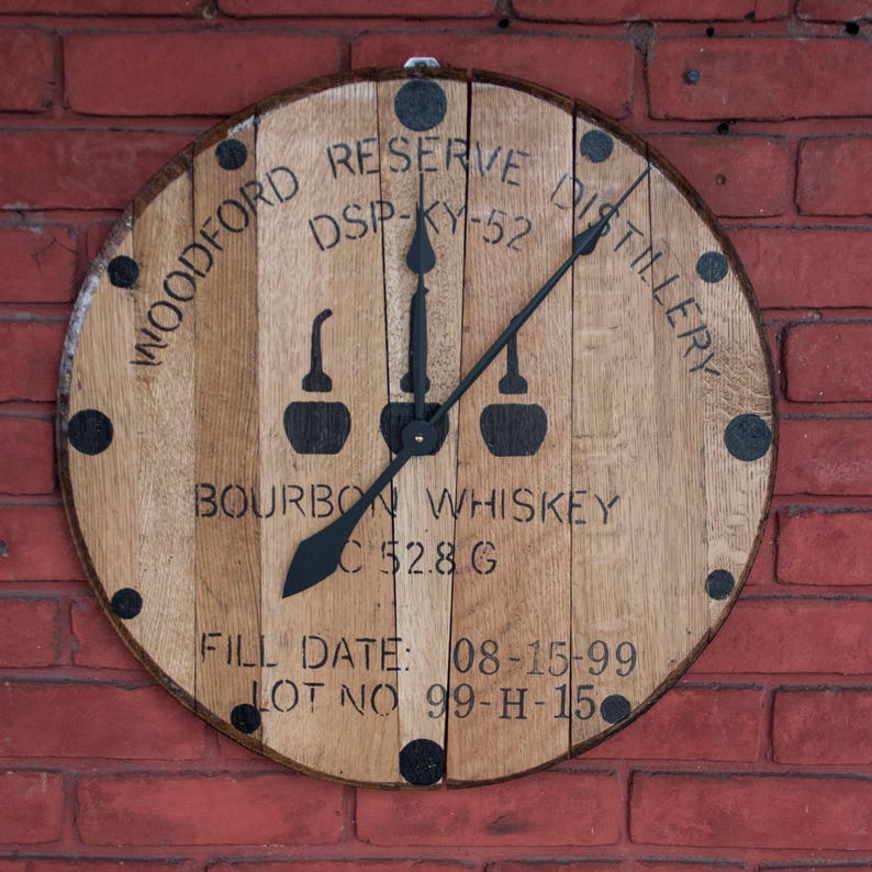 Woodford Reserve Bourbon Barrel Head Clock Etsy