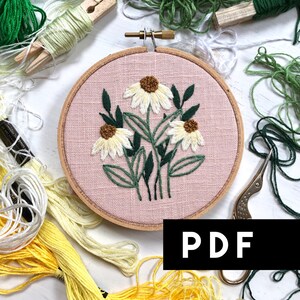 Daisy Embroidery PDF. Embroidery Pattern PDF. Hand Embroidery Floral Pattern. Embroidery Beginner. Instant Digital Download. Floral Pattern