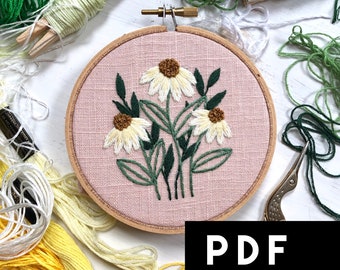 Daisy Embroidery PDF. Embroidery Pattern PDF. Hand Embroidery Floral Pattern. Embroidery Beginner. Instant Digital Download. Floral Pattern