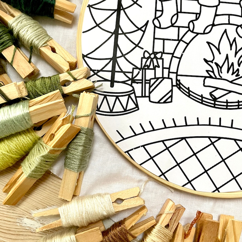 Inside the Cosy Cabin Instagram STITCHALONG Embroidery Pattern. Cosy Winter Digital Download Pdf Pattern. Stitchalong Embroidery Pattern image 5