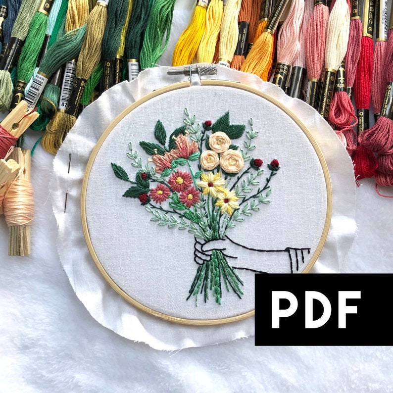 February Embroidery Pattern of the Month Club. Digital Download Floral ...
