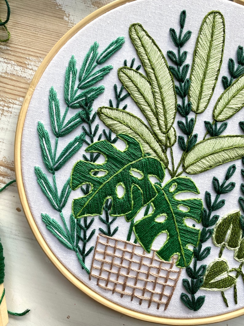 Green Plants Beginner Embroidery PDF Pattern. Hand Embroidery Etsy