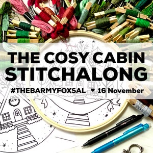 GEZELLIGE CABINE Instagram STITCHALONG Winter gezellige hut borduurpatroon. Digitale download borduurpatroon. Handborduurwerk voor beginners in de winter.