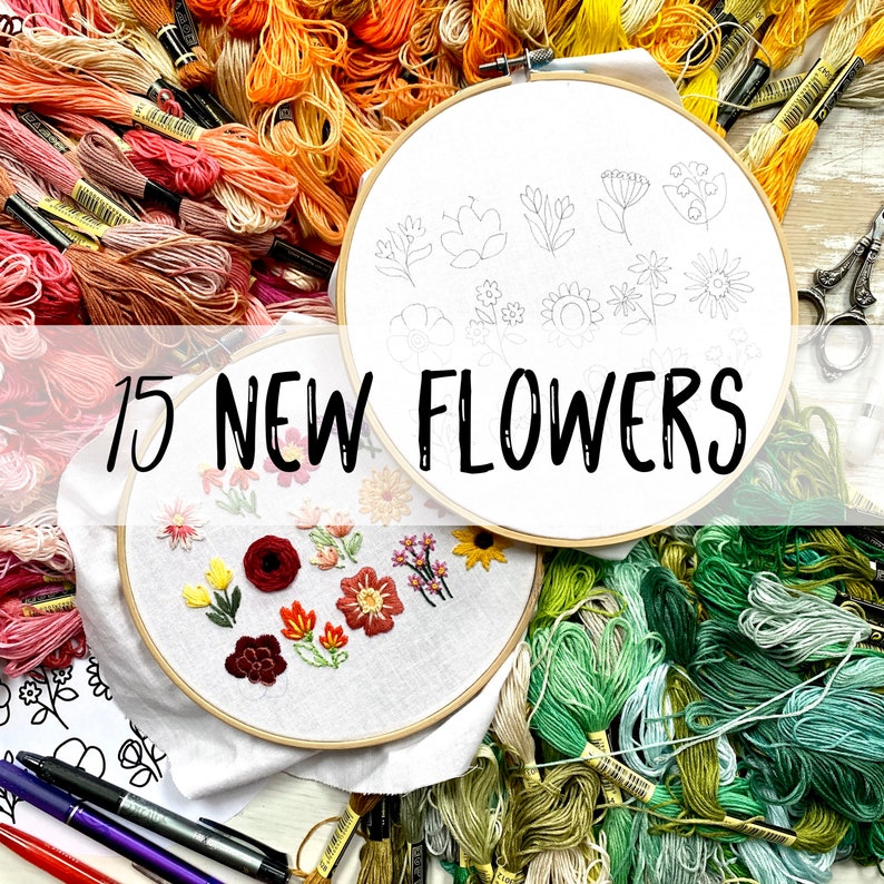 ISOLATE and CREATE Instagram STITCHALONG Flowers Embroidery Pattern. Digital Download Embroidery Pattern. Floral Beginner Hand Embroidery image 3