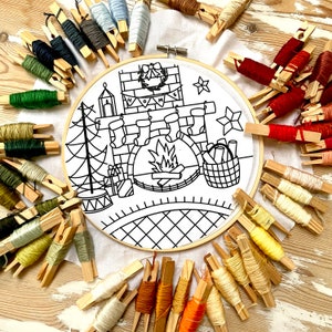 Inside the Cosy Cabin Instagram STITCHALONG Embroidery Pattern. Cosy Winter Digital Download Pdf Pattern. Stitchalong Embroidery Pattern image 4