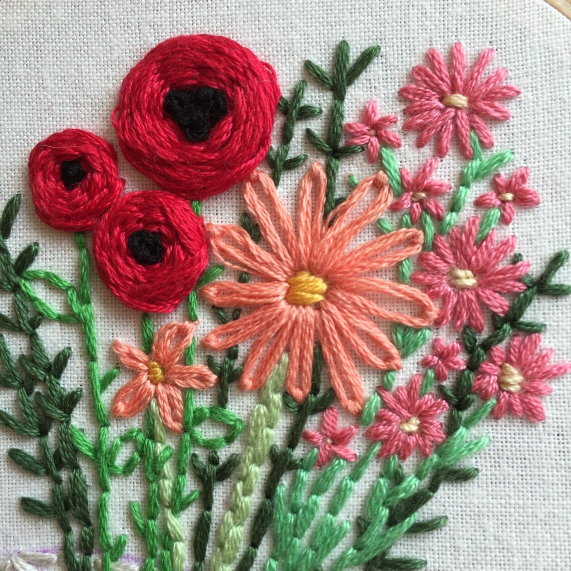 Mason Jar Bouquet Floral Embroidery Hoop. Bouquet of Flowers Etsy