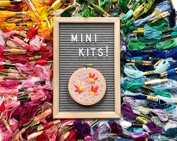 Mini Embroidery Kit Beginner Pattern. Floral Embroidery Kit. Etsy
