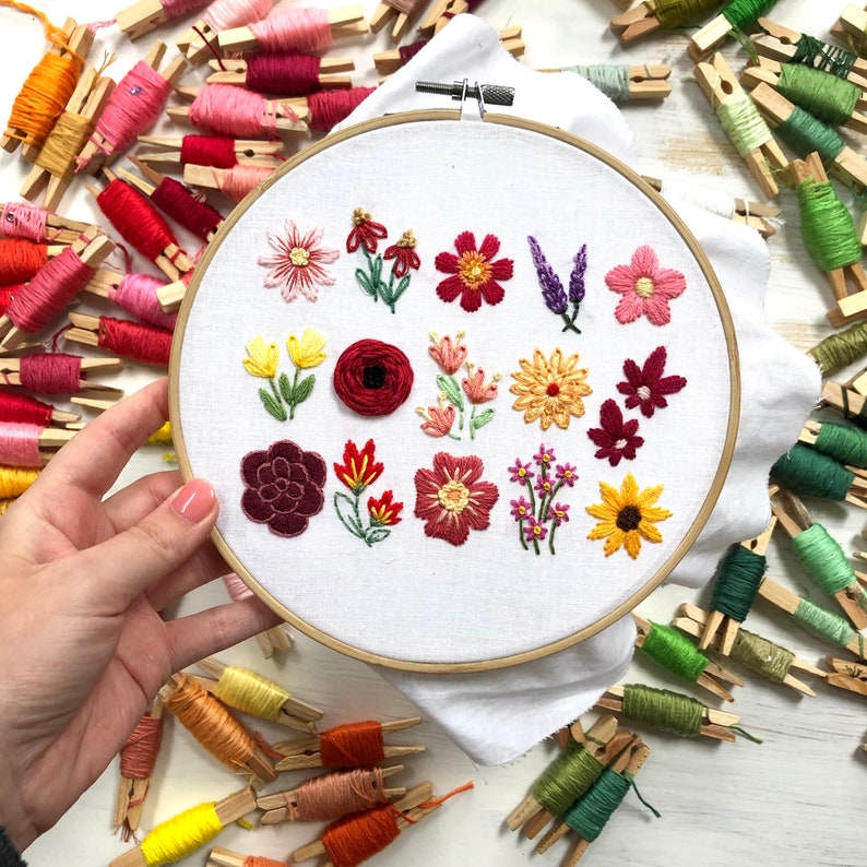 ISOLATE and CREATE Instagram STITCHALONG Flowers Embroidery Pattern. Digital Download Embroidery Pattern. Floral Beginner Hand Embroidery image 2