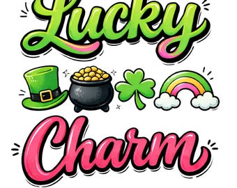 Lucky Charm St Patrick's Day PNG | Shamrock Rainbow Leprechaun Hat (Digital Download)