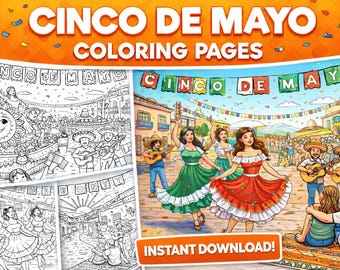 Cinco de Mayo Coloring Pages for Kids | Fiesta Activity Printable (Instant Download)