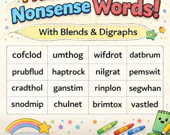 Nonsense Word List, Decoding Practice (Digital Download)