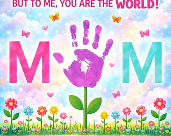 Mother's Day Handprint Art, Child Flower Craft, Mom Keepsake Gift (Digital Download)