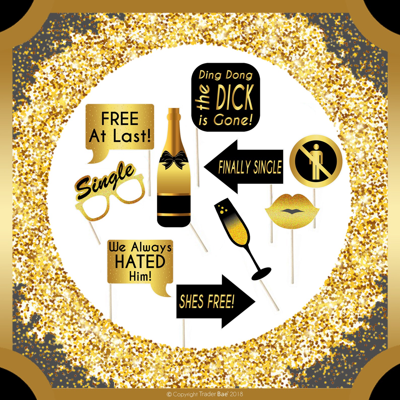 Divorce Party Decorations Kit 10 Divorce Photo Booth Props, I Do I Did