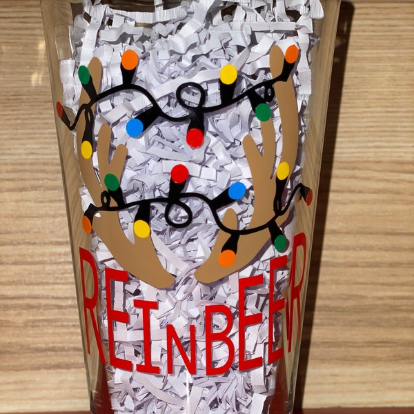 Reinbeer Pint Glass/ Funny Christmas Pint Glass