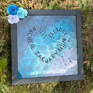 Personalized Family Shadow Box with Flowers/ Flower Shadow Box