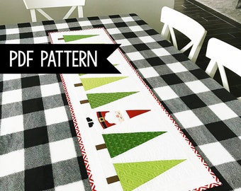 Santa in the Trees Table Runner Pattern PDF