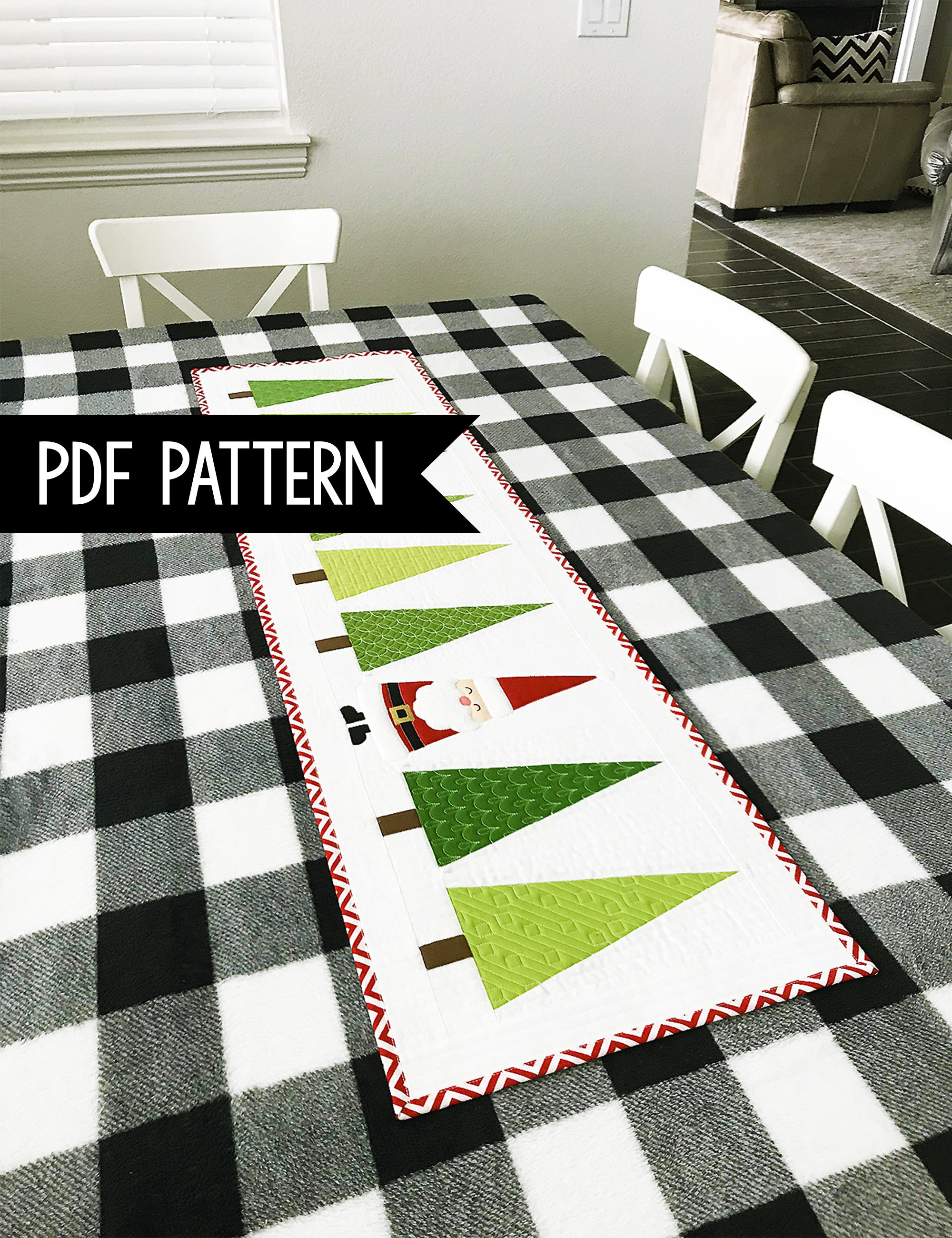 Santa in the Trees Table Runner Pattern PDF