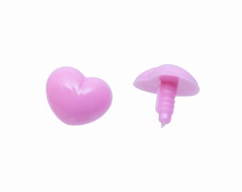 10 pieces pink heart safety noses - 30mm - for toys, amigurumi, crochet, knitting, sewing