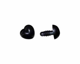 20 pieces black heart safety noses - 12x13mm - for toys, amigurumi, crochet, knitting, sewing