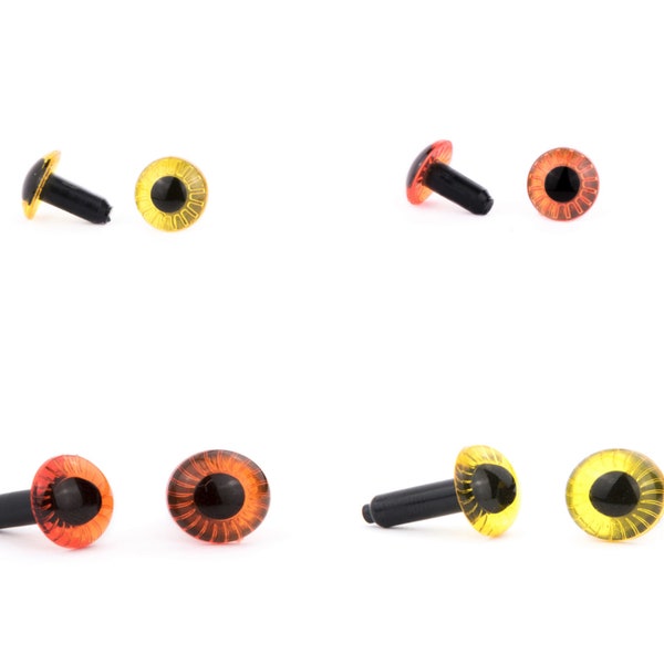 5 pairs - OWL safety eyes with backs/washers - 9mm or 12mm, yellow or orange- toys, amigurumi, sewing, crochet, knitting