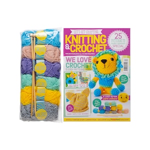 Let's Get Crafting Knitting and Crochet magazine issue 82 + free yarn and needles