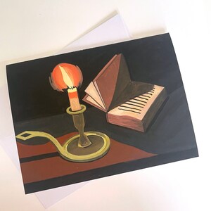Winter Night, Candle Painting, Still Life Painting, Gouache Painting, Candle Card, Notecard, Just Because Card, Thinking of You Card