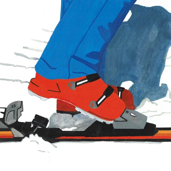 Ski Boot Print, Skiing Illustration, Vintage Ski Painting UK