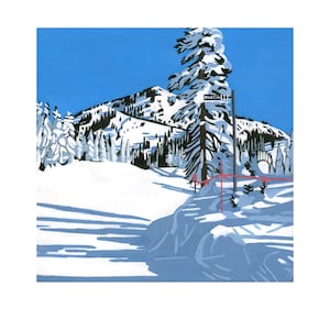 Snake Creek Print, Ski Art, Ski Run Painting, Ski Lift, Ski Sign