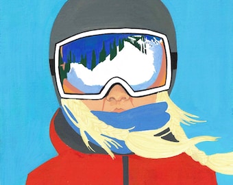 Ski Girl, Skier Wall Art, Woman Skier Fine Art Print