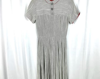 vintage 1940s black and white textured short sleeve dress size XS/S 25