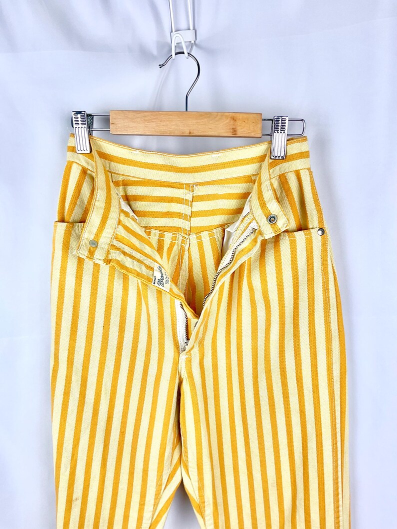 Vintage 1970s Wrangler yellow white striped jeans size 24 XS Bild 4
