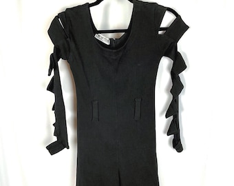 Vintage 90s Black Cutout Romper: Bodycon Rave Jumpsuit S/M