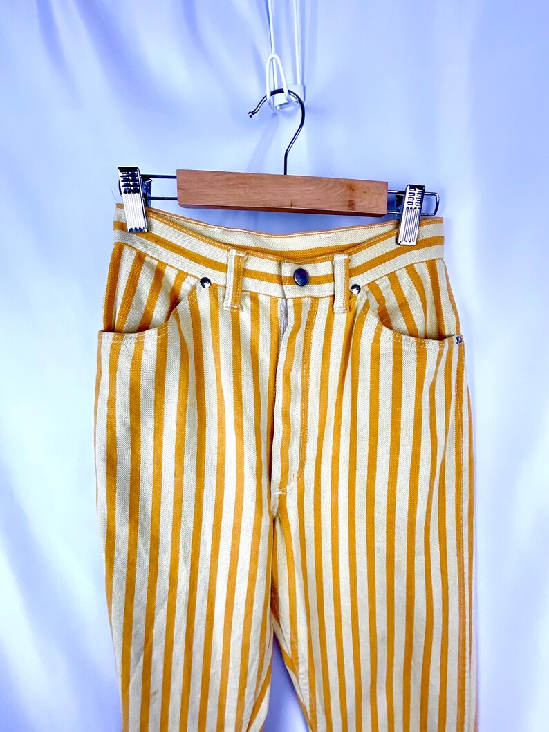 Vintage 1970s Wrangler yellow white striped jeans size 24 XS Bild 2
