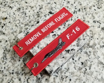 F-16 Remove Before Flight Key Chain Luggage Baggage Tag