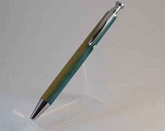 Green and Yellow Sunset Acrylic Chrome Clicker Ball Point Pen
