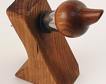 Handmade Iroko Wooden Bottle Stopper with chrome finish