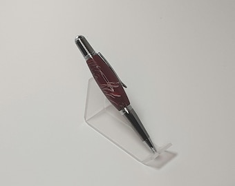 Sierra Twist Ball Point Pen in Chrome and Gun Metal finished with deep red acrylic and pine cones