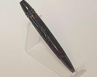Polaris Twist Ball Point Pen in Crushed Red Acrylic Finished with Gun Metal