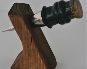 Handmade Black and Yellow Acrylic bottle stopper with chrome, Party Gift, Wedding Present, Gift for Him