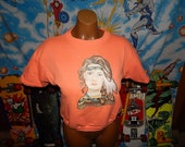 Boxy Native American Girl 1980s Sweatshirt Tee - vintage glitter print cropped shirt