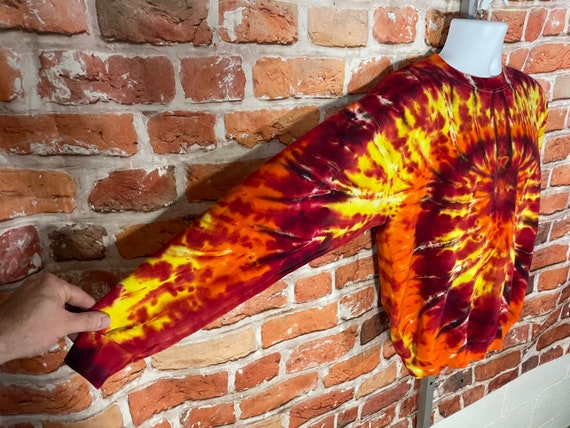 vintage 90s tie dye sweatshirt - sz M - grunge hi… - image 3