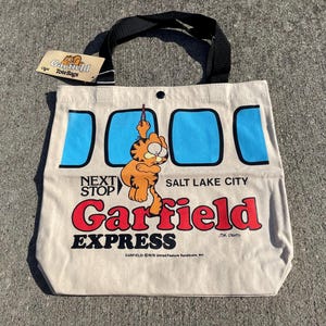 vintage 1980s Garfield Express Canvas Tote Bag Salt Lake City NWT